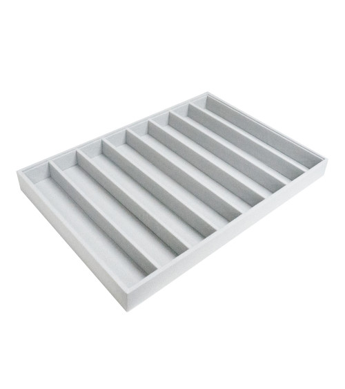 Vassoio Per Gioielli Linea CLASSICO 35x24x3cm 8 Scomparti Alcantara Grigio