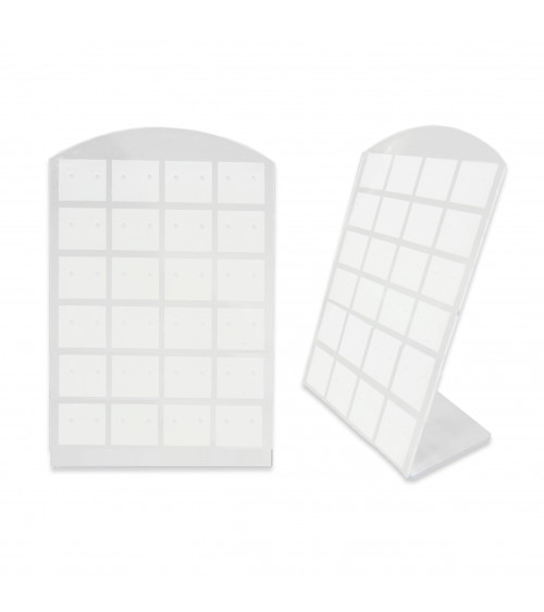 Espositore Per Orecchini Di Plastica Ad L 9x13cm 48 Fori 10pz Bianco