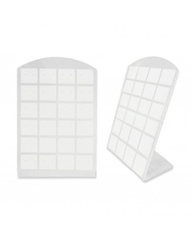 Espositore Per Orecchini Di Plastica Ad L 9x13cm 48 Fori 10pz Bianco