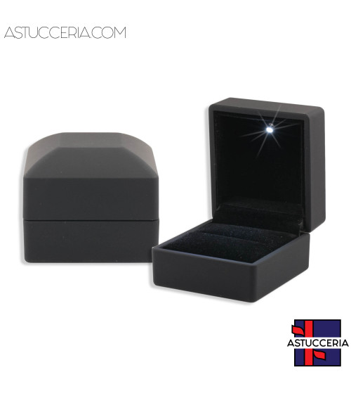 Astucci Per Gioielli Con Luce Linea TOLEDO 6x6,5x5cm 6 pezzi Anello Nero