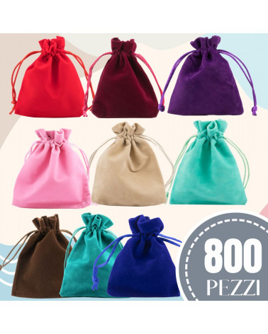 Sacchetti Regalo Di Velluto Doppio Laccio 12x15cm 800 pezzi Colori Assortiti LOTTO STOCK
