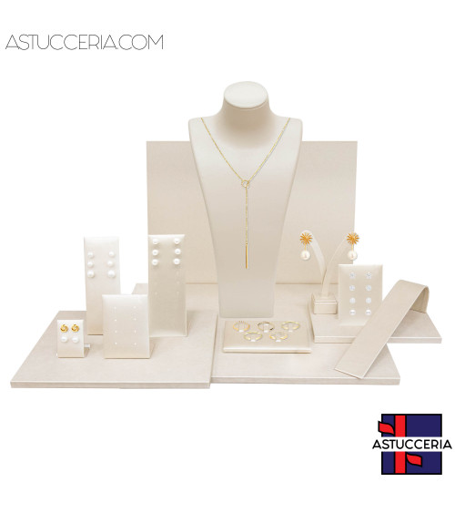 Vetrina Per Gioielleria Linea LUXURY 14 Pezi Similpelle Fibra Beige Oro