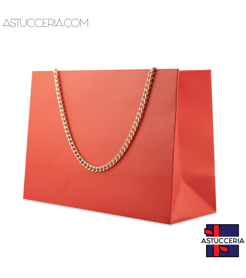 Busta Shopper Di Carta Con Catena Linea GINEVRA 22x15x8cm 12 pezzi Rosso Rosè