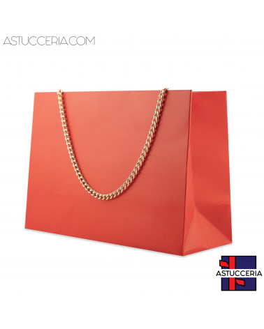 Busta Shopper Di Carta Con Catena Linea GINEVRA 22x15x8cm 12 pezzi Rosso + Rosè