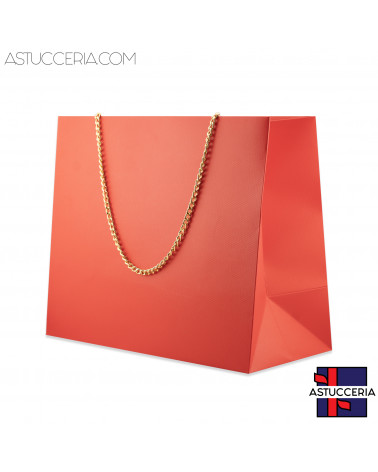 Busta Shopper Di Carta Con Catena Linea GINEVRA 26x22x12,5cm 12 pezzi Rosso + Oro