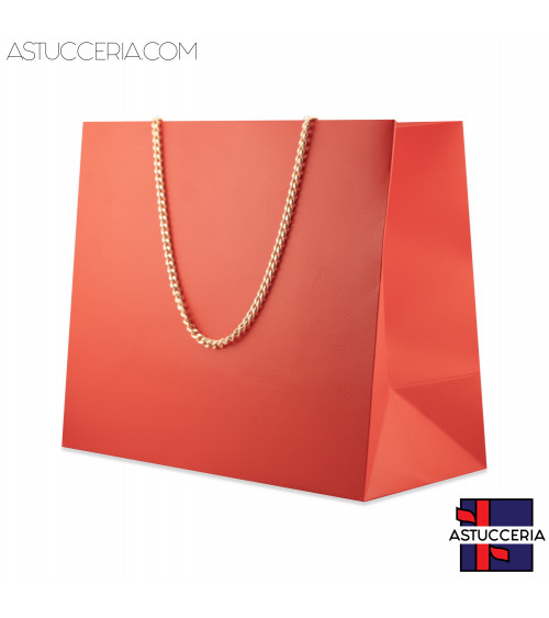 Busta Shopper Di Carta Con Catena Linea GINEVRA 26x22x12,5cm 12 pezzi Rosso Rosè