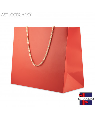 Busta Shopper Di Carta Con Catena Linea GINEVRA 26x22x12,5cm 12 pezzi Rosso + Rosè