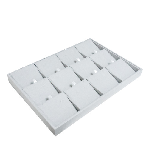 Vassoio Per Gioielli Linea CLASSICO 35x24x3cm 12 Collane Alcantara Grigio