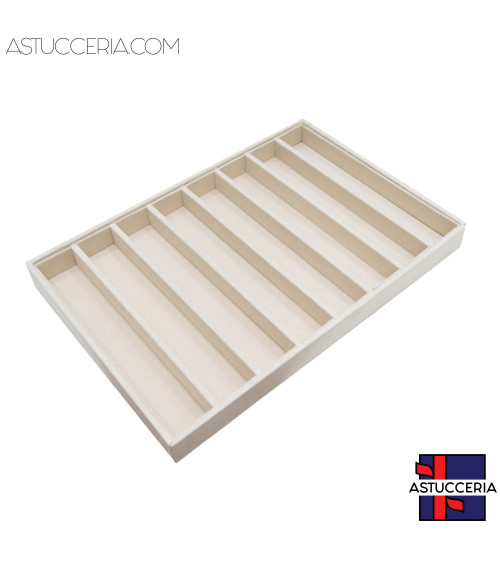 Vassoio Per Gioielli Linea CLASSICO 35x24x3cm 8 Scomparti Alcantara Beige