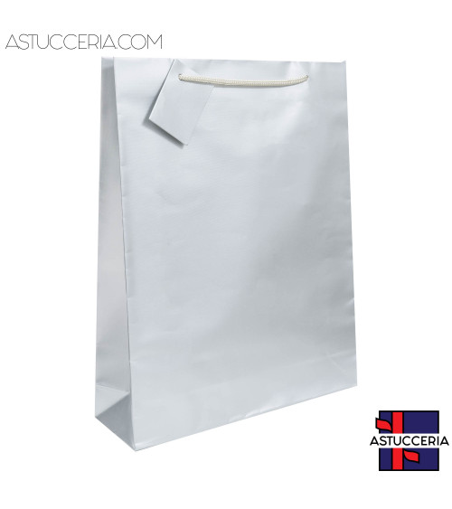 Busta Shopper Di Carta Linea VICENZA 22x28x6,5cm 12 pezzi Argento