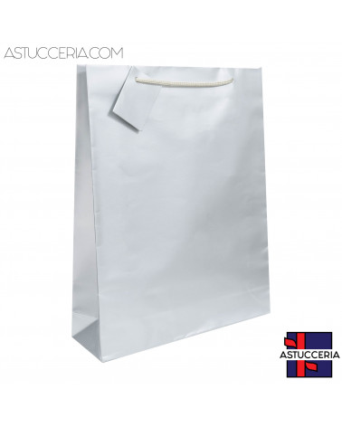 Busta Shopper Di Carta Linea VICENZA 22x28x6,5cm 12 pezzi Argento