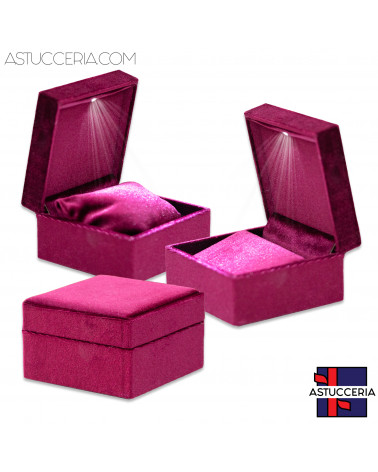 Astuccio Per Gioielli Con Luce Led Linea PISTOIA 100x100x65mm Cuscino + Collana 6 Pezzi Rosso Bordeaux