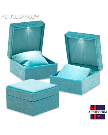 Astuccio Per Gioielli Con Luce Led Linea PISTOIA 100x100x65mm Cuscino + Collana 6 Pezzi Turchese
