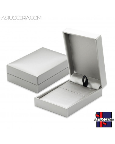 Astucci Per Gioielli Linea SIRACUSA  70x100x32mm 12 pezzi Collana Similpelle Grigio Argento