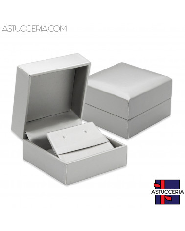 Astucci Per Gioielli Linea SIRACUSA  70x70x40mm 12 pezzi Orecchini Similpelle Grigio Argento