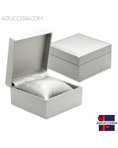 Astucci Per Gioielli Linea SIRACUSA 100x100x60mm 12 pezzi Cuscino Similpelle Grigio Argento