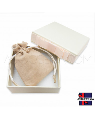 Astuccio In Cartoncino Linea OSLO 85x90x35mm + Sacchetto Di Velluto 20 pezzi Beige