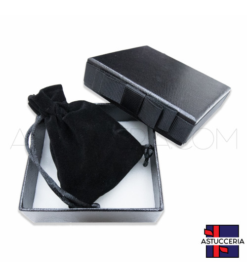Astuccio In Cartoncino Linea OSLO 85x90x35mm Sacchetto Di Velluto 20 pezzi Nero