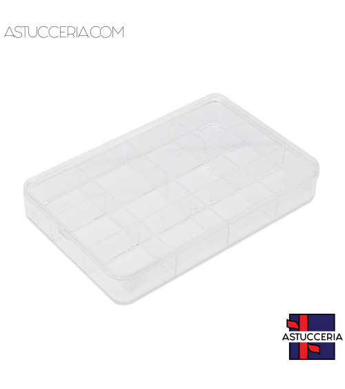 Vassoio Espositore Di Plexiglass Con Coperchio 12 Scomparti 230x160x35mm