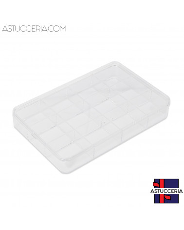 Vassoio Espositore Di Plexiglass Con Coperchio 12 Scomparti 230x160x35mm