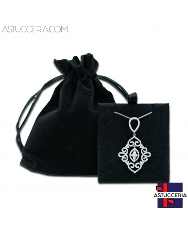 Sacchetti Regalo Di Velluto Doppio Laccio Con Pattina 10x12cm 20pz Nero