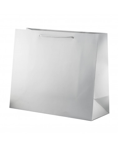 Busta Shopper Di Carta Linea CARRARA 31x26x12cm 12 pezzi Grigio Argento