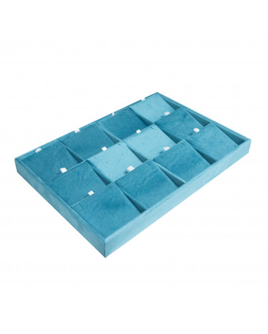 Vassoio Couvette Per Gioielli Linea VELOUR 35x24x3cm Collane 12 Scomparti Blu (Modello Impilabile)