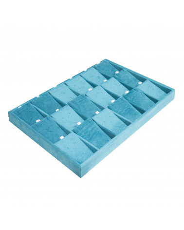 Vassoio Couvette Per Gioielli Linea VELOUR 35x24x3cm Collane 18 Scomparti Blu (Modello Impilabile)