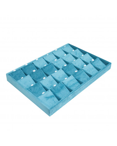 Vassoio Couvette Per Gioielli Linea VELOUR 35x24x3cm Collane 24 Scomparti Blu (Modello Impilabile)