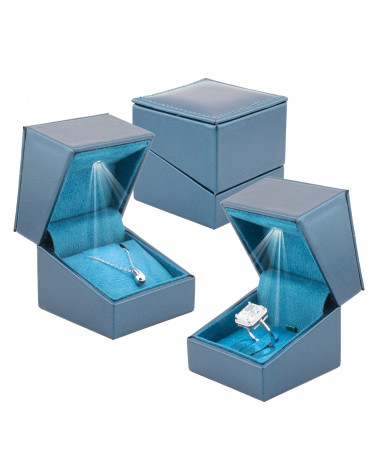 Astucci Per Gioielli Con Luce Linea MODENA  57x57x50mm Multiuso Anello + Collana 6 pezzi Ottanio