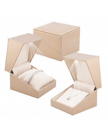 Astucci Per Gioielli Con Luce Linea MODENA  90x90x63mm Multiuso Cuscino + Collana 6 pezzi Oro