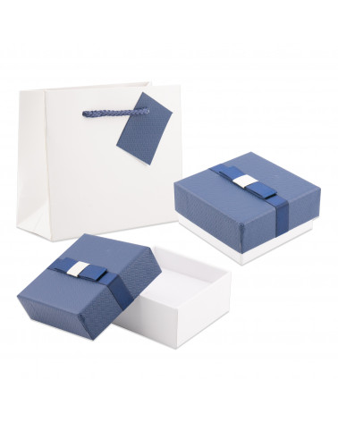 Astuccio In Cartoncino Linea CORTINA  75x75x35mm 24 pezzi Shopper Abbinata Blu