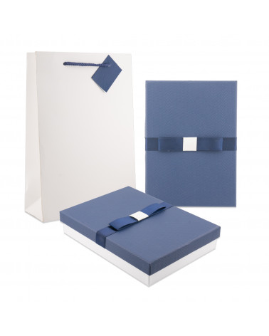 Astuccio In Cartoncino Linea CORTINA 130x180x38mm 12 pezzi Shopper Abbinata Blu