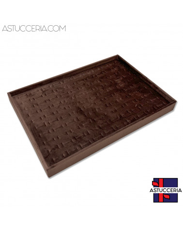 Vassoio Couvette Per Gioielli Linea VELOUR 35x24x3cm Anelli 100 Scomparti Marrone