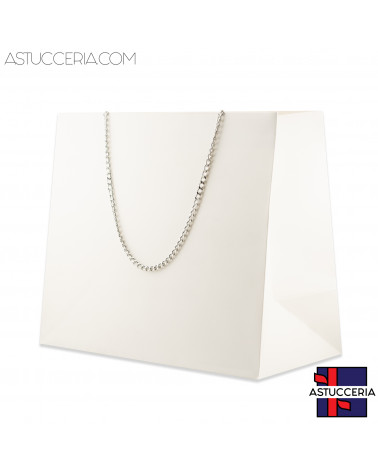 Busta Shopper Di Carta Con Catena Linea GINEVRA 26x22x12,5cm 12 pezzi Bianco + Argento