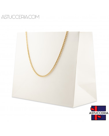 Busta Shopper Di Carta Con Catena Linea GINEVRA 26x22x12,5cm 12 pezzi Bianco + Oro
