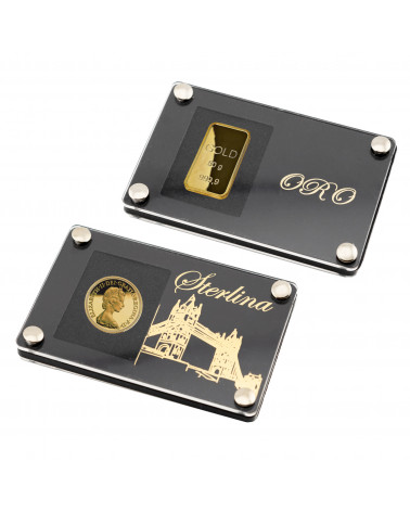 Blister Porta Lingotti e Sterline In Plexiglass Con 4 Rivetti 85x55mm 6 pezzi