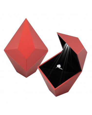 Astucci Per Gioielli Con Luce Linea VALENCIA 10x11x12cm 3 pezzi Anello Rosso