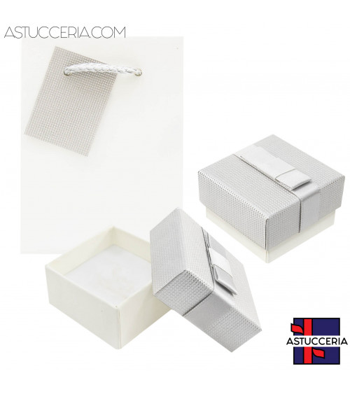 Astuccio In Cartoncino Linea VERONA 50x50x23mm 24 pezzi Shopper Abbinata Argento