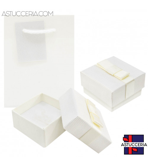 Astuccio In Cartoncino Linea VERONA  50x50x23mm 24 pezzi Shopper Abbinata Bianco