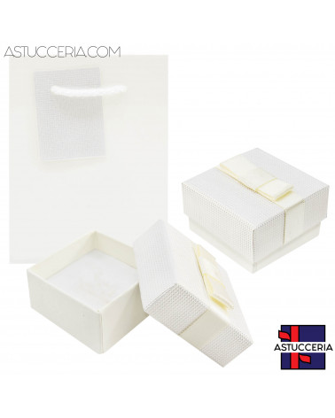 Astuccio In Cartoncino Linea VERONA  50x50x23mm 24 pezzi Shopper Abbinata Bianco