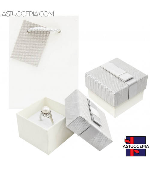 Astuccio In Cartoncino Linea VERONA 50x50x35mm 24 pezzi Shopper Abbinata Argento