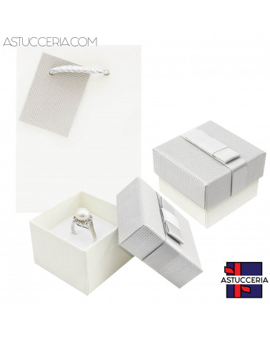 Astuccio In Cartoncino Linea VERONA  50x50x35mm 24 pezzi Shopper Abbinata Argento