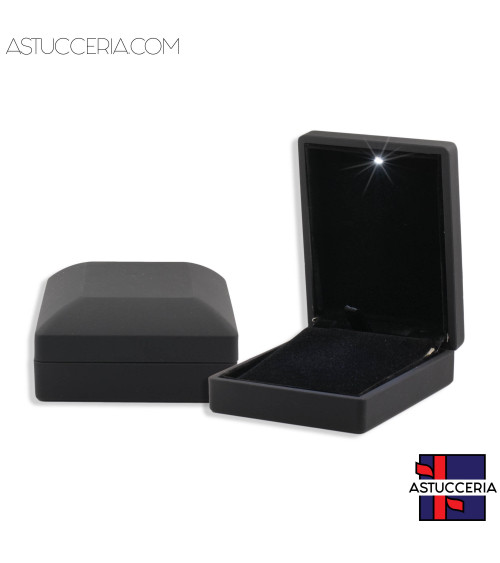Astucci Per Gioielli Con Luce Linea TOLEDO 7x9x3,5cm 6 pezzi Pendente Nero