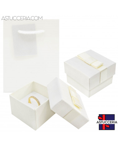 Astuccio In Cartoncino Linea VERONA  50x50x35mm 24 pezzi Shopper Abbinata Bianco