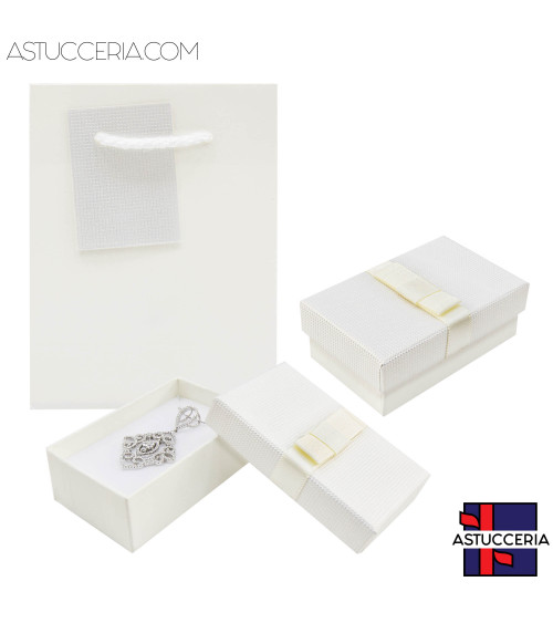 Astuccio In Cartoncino Linea VERONA 50x80x30mm 24 pezzi Shopper Abbinata Bianco