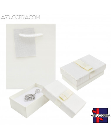 Astuccio In Cartoncino Linea VERONA  50x80x30mm 24 pezzi Shopper Abbinata Bianco