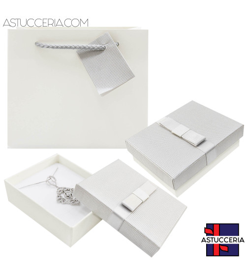 Astuccio In Cartoncino Linea VERONA 70x90x30mm 24 pezzi Shopper Abbinata Argento