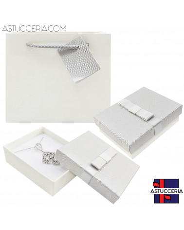 Astuccio In Cartoncino Linea VERONA  70x90x30mm 24 pezzi Shopper Abbinata Argento