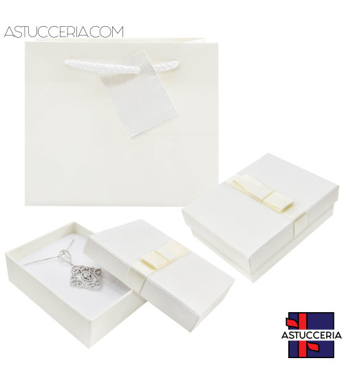 Astuccio In Cartoncino Linea VERONA 70x90x30mm 24 pezzi Shopper Abbinata Bianco